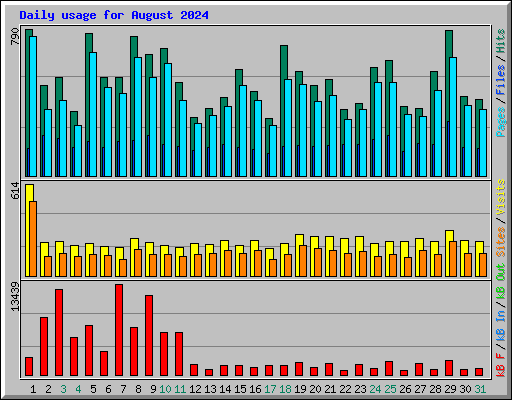 Daily usage for August 2024