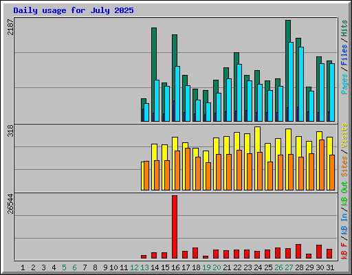 Daily usage for July 2025